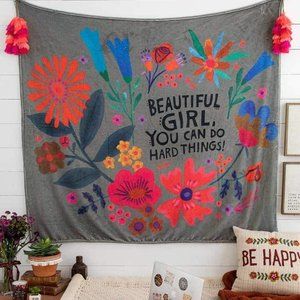 NWT! NATURAL LIFE BEAUTIFUL GIRL FLORAL  BLANKET